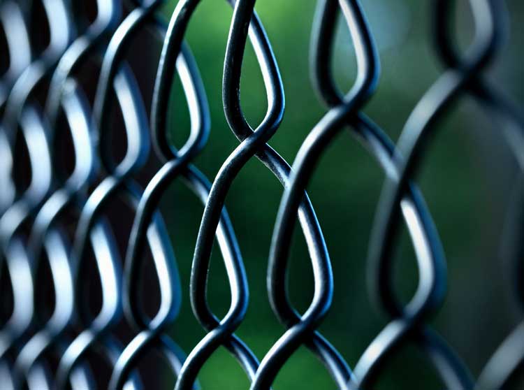 Close up on chain link fence